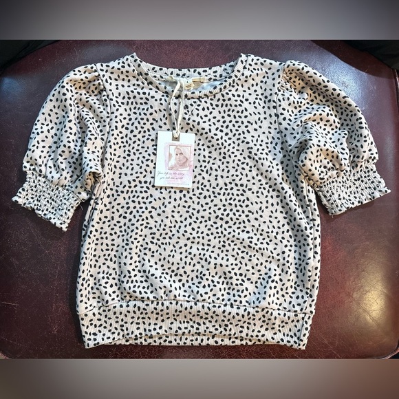 Jessica Simpson Leopard Print Puff Sleeve Top-4T - Picture 1 of 1